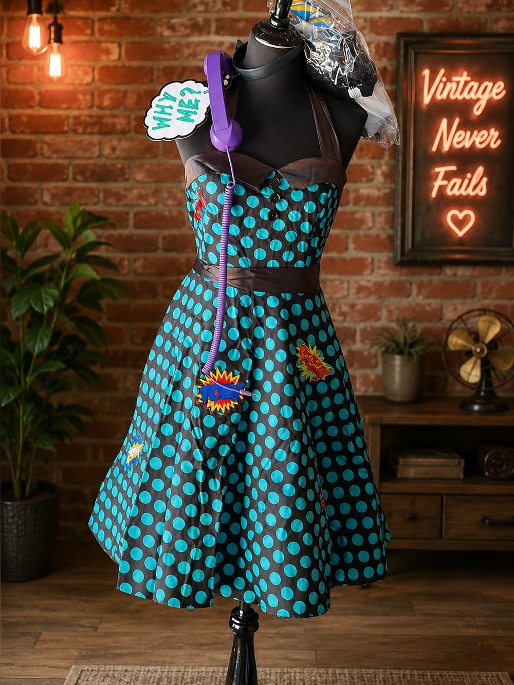 Pop Art comic book costume with Wig